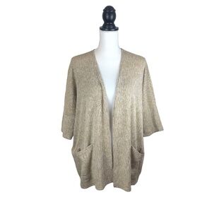 Pure Jill J Jill Cardigan Womens XL Petite Linen Blend Lagenlook Pockets KJT1881